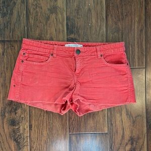 Forever21 life in progress tangerine orange corduroy cutoff shorts